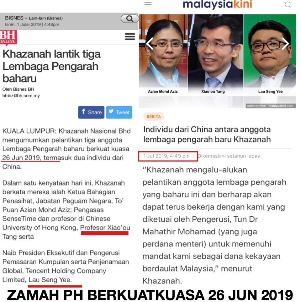 Lembaga Pengarah Khazanah Dari China Dilantik Ph Mengapa Kerajaan Pn Belum Buang