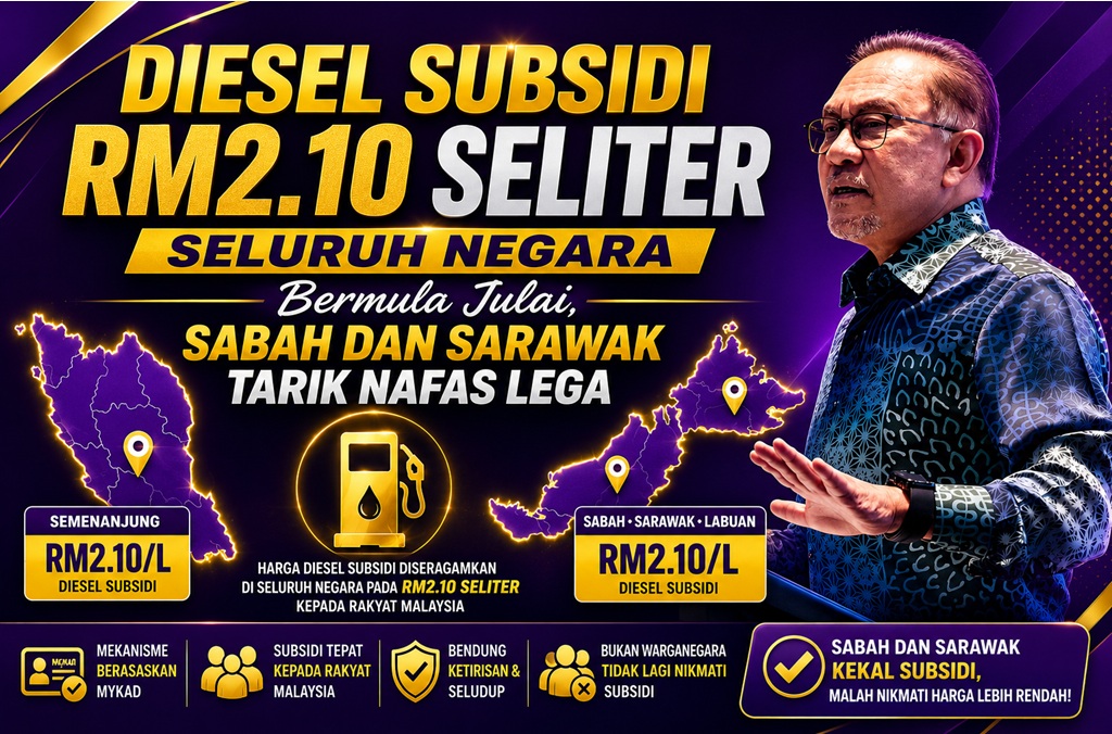 Diesel subsidi RM2.10 seliter seluruh negara bermula Julai, Sabah dan Sarawak tarik nafas lega